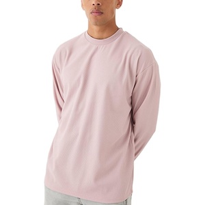 Wholesale Custom Plus Size <b>Men's</b> <b>Longline</b> O Neck <b>Shirt</b> High Quality 100% Cotton Knitted Long Sleeve Regular Fit Plain Design - Product Image 1