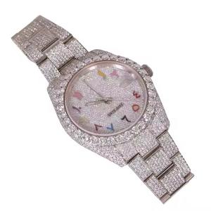 Luxury Hip Hop Style Stainless Steel Moissanite Diamond Watch High Quality Elegance Automatic Movement Colorful Analog <b>Glass</b> - Product Image 2