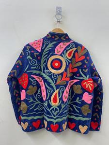 Poncho en coton brodé à la main à motifs floraux, style bohème, manches longues, col écharpe, grande taille, vêtement d'extérieur pour femme, printemps - Product Image 4