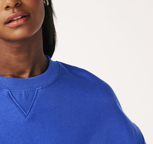 Sudadera para mujer con logotipo bordado personalizado 100% algodón polar cuello redondo de gran tamaño color sólido peso pesado estilo callejero - Product Image 3