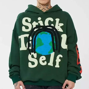 เสื้อสวมหัวผ้าคอตตอนฟลีซผู้ชายมีฮู้ดพิมพ์ลายพัฟ3D 390 GSM 100% ขนาดใหญ่380แฟชั่นใหม่ - Product Image 1