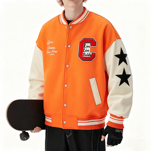 แจ็กเก็ตเบสบอลสำหรับผู้ชายเสื้อแจ็กเก็ตกันหนาวแบบลำลองปกตั้งมีหลายสี - Product Image 1