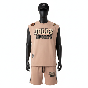 Conjunto de Camiseta sin Mangas y Pantalones Cortos para Hombre, Tela de Poliéster Premium Transpirable, Logotipo Personalizado con Parche, Conjunto de Camiseta sin Mangas y Pantalones Cortos para Hombre - Product Image 6