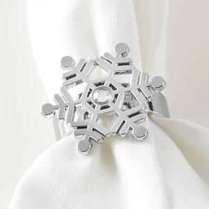 Top Selling Snowflake Design Stainless Steel <b>Napkin</b> Ring High Quality <b>Silver</b> Finished Tissue Ring For Hotels Restaurants Use - Product Image 1