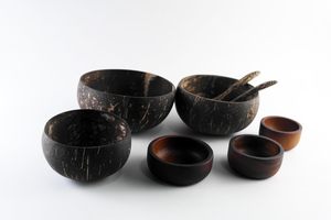 Ensemble de vaisselle artisanal et durable avec cuillères en bois, bol en noix de coco, bol naturel fait à la main, vaisselle durable en gros - Product Image 6