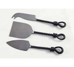 Juego de Cubiertos de madera de acacia clásico de alta calidad de 3 uds con mango de galvanizado elegante Tabla de quesos para uso doméstico en Hotel o restaurante - Product Image 6
