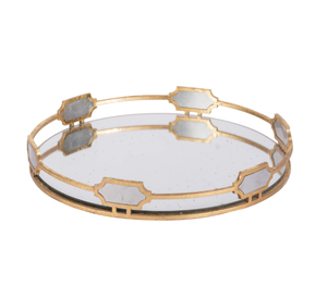 Bandeja de tocador de metal redonda de latón AK en oro con acabado antiguo con bandeja personalizada de vidrio para Decoración de mesa/artículo de cocina - Product Image 3