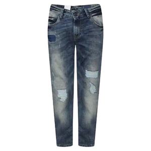 Pantalon en jean personnalisé de qualité supérieure, coupe droite, délavé effet soleil, effet usé, pour homme, style décontracté et streetwear - Product Image 1