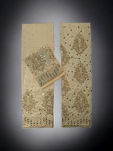 Collection de luxe 2.5 + 2.5 mètres ensemble or lourd multi-stroned perlé fleur travail soie George robe respirant pour l'été printemps - Product Image 2