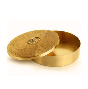 Boîte à chapati de qualité supérieure, fabriquée à la main, de qualité alimentaire, personnalisable, plaquée or, de forme ronde, ustensiles de cuisine, casseroles - Product Image 1