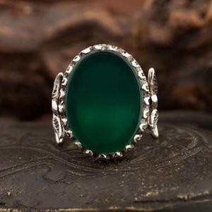 Pierre précieuse brute Agate verte sertie en argent sterling 925 certifiée IEC de luxe pour femme, fiançailles, mariage, fête - Product Image 1