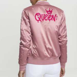 OEM nuevo estilo transpirable de manga larga Mujer Crop Satin Bomber Jacket/ropa de mujer logotipo personalizado chaqueta de bombardero de satén - Product Image 3