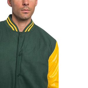 Veste universitaire de baseball brodée en toile pour hommes, vêtements de rue d'hiver avec col montant, imperméable et coupe-vent - Product Image 5