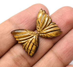 Pares de mariposa de piedra de ojo de tigre natural, cristal de cuarzo, joyería de enemigo tallada a mano, regalos de cristal, cristal 14,30 Cts 22X14mm - Product Image 2