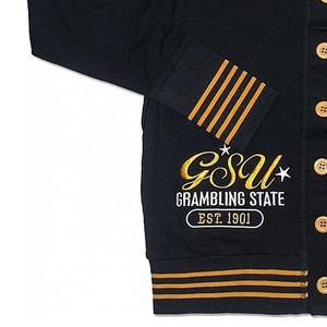 OEM Faites de votre cardigan chaud conçu sur mesure pull d'université bouton en tricot devant col en V hiver avec décoration brodée - Product Image 5