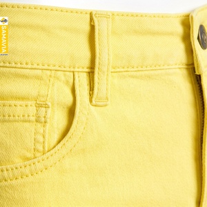 Jeans SAMAVIA para Hombre, Amarillos, Corte Slim Fit, Mezclilla de Algodón, Pierna Recta, Estilo Casual, Cintura Media, Lavado Regular, Ropa de Verano - Product Image 5