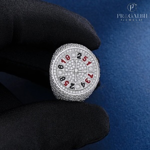 Anillo giratorio de ruleta con tachuelas de aleación y concha de lujo con diseño de esfera numérica para hombres y mujeres, joyería de moda de fiesta - Product Image 3