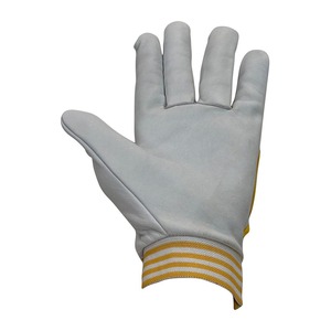 Guantes de trabajo de montaje de cuero de grano de cabra, guantes de conducción de cuero transpirables traseros de tela de algodón entrelazados, seguridad cómoda para las manos - Product Image 6