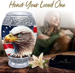 โกศนกอินทรีแดง - โกศขนาดใหญ่สําหรับเถ้ามนุษย์ ผู้ใหญ่ ผู้ชายและผู้หญิงพร้อมกระเป๋า - โกศสีแดงพร้อมนกอินทรี - ให้เกียรติคนที่คุณรักด้วยอเมริกัน - Product Image 5