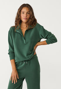 Alta demanda botella de mujer verde suave al tacto sudadera cuello alto Sudadera con capucha bordado decoración mangas largas para gimnasio de invierno - Product Image 5