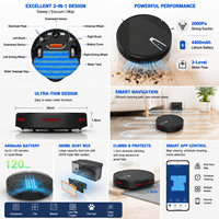 Robot aspirateur intelligent Yuanyi avec aspiration de 2000 Pa, fonction humide et sèche, recharge automatique, moteur sans balais