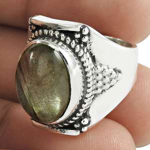 Vintage Boho <b>Chunky</b> Style Labradorite <b>Rings</b> 925 Sterling <b>Silver</b> Handmade Oval Cut Gemstone Statement Women Bohemian Jewelry - Product Image 3