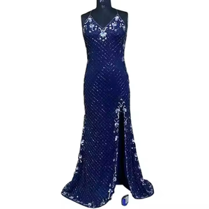 Vestido de Cóctel Largo Elegante de Primera Calidad con Bordado de Cuentas, Estilo Vintage, Abertura Alta en la Pierna Derecha, Satén, para Fiesta de Noche o Boda - Product Image 4