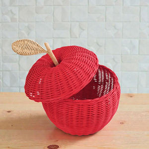 Panier à fruits en osier, panier de rangement en rotin en forme de pomme pour la chambre de bébé, la chambre d'enfant, la décoration de la chambre à coucher, fabriqué au Vietnam - Product Image 2