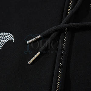 Top venta diseño único tamaño algodón mezclado polar con capucha de alta calidad transpirable respetuoso con el medio ambiente ropa de calle sudaderas con capucha de diamantes de imitación - Product Image 4