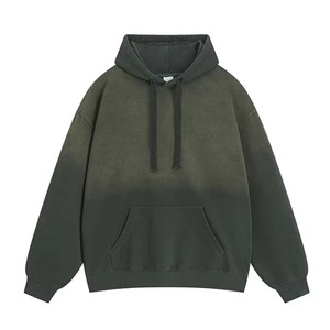 Sudadera con capucha y cremallera desgastada con lavado ácido para hombre con logotipo impreso personalizado de gran tamaño de alta calidad - Product Image 6