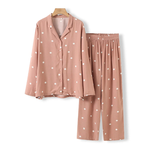 Conjunto de Pijama de Punto para Mujer, Nuevo Modelo 2025, Elegante, Casual, Lindo, Estampado, Manga Larga, Suave, Largo, para Verano - Product Image 6