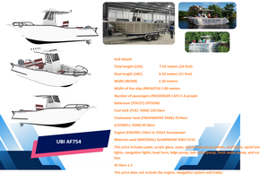 UBI 756, Crucero de Cabina Personalizado de 7.5m, 5 Pasajeros, de Aluminio, con Motor Fuera de Borda de 300HP, Gasolina/Combustible, Nuevo, para Pesca - Product Image 4