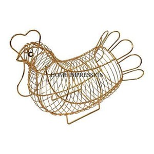 Creative Arts & Crafts Collection Estante y soporte de almacenamiento de huevos de diseñador de gallina de metal resistente con recubrimiento en polvo de color negro de la India - Product Image 3