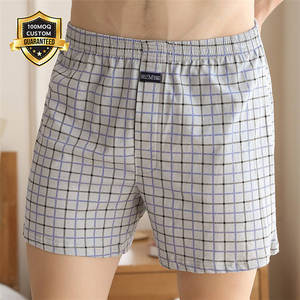 Classico motivo a quadri <span class=keywords><strong>100</strong></span> in <span class=keywords><strong>cotone</strong></span> tessuto comodo e traspirante morbido per la casa pantaloncini per dormire sotto con indosso Boxer da <span class=keywords><strong>uomo</strong></span> - Product Image 1