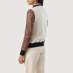 Veste de sport hybride blanche et marron pour femme Savant - Product Image 5