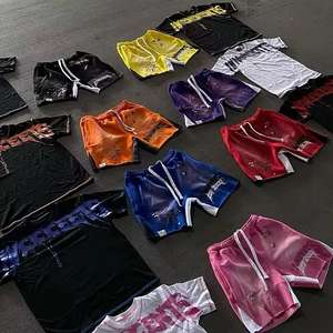 High Street Men's Acid Wash Sweat Shorts Vintage Puff DTF Printing Sun Faded Fleece Spiders Design Streetwear Sun Faded Fleece - Product Image 5