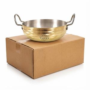 Indian Manufacturer Brass Kadai 27 OZ With Handle For Home Restaurant Hotel Premium Luxury Brass Indian Kadai - Product Image 1