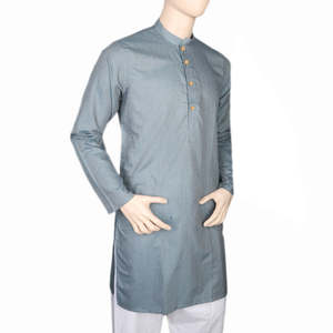 Mashriq Slim Fit <b>Kurta</b> For <b>Men</b> - Steel Blue - Product Image 1
