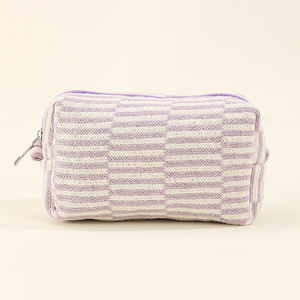 Sacs d'emballage de stockage de cosmétiques à carreaux assortis de couleurs rayées de grande capacité disponibles en différentes couleurs - Product Image 3