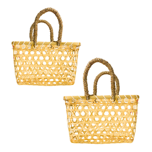 PANIER CADEAU polyvalent en paille de bambou fait à la main avec jonc de mer élégant, parfait pour toute occasion emballage de paniers cadeaux - Product Image 1