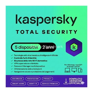 KASPERSKY TOTAL SECURITY 2024 PC / MAC / ANDROID / IOS - 2 ANNI - 5 DISPOSITIVI - Product Image 1