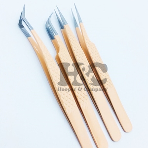 Hot <b>Picks</b> Tweezers mink Logo Lash Applicator Tweezers Beige Eyelash Extension Tweezers Top Sale Stainless Steel Sustainable - Product Image 6