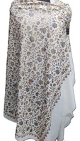 Châle en soie pure fait main, long, d'hiver, en jacquard dobby brodé, motifs personnalisés, personnalisation sur mesure, luxe pour femmes