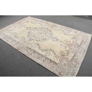 พรมขนาด 5.9x9.1 ฟุต, พรมวินเทจตุรกี, พรมลายอิคัตสีขาว - Product Image 2