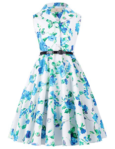 Grace Karin-vestido <span class=keywords><strong>Retro</strong></span> de verano <span class=keywords><strong>para</strong></span> niña, traje Vintage sin mangas con cuello de solapa y lunares, CL009000-5 de fiesta <span class=keywords><strong>para</strong></span> niño - Product Image 3