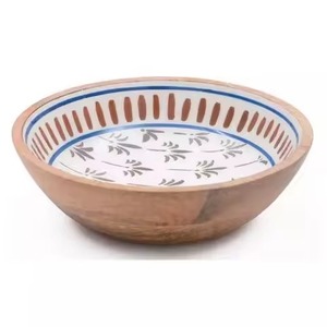 Tazón de Madera Esmaltada en Color Verde, Vajilla de Cocina y Restaurante, Tazón de Servir Frutas y Arroz Rústico de Lujo - Product Image 2