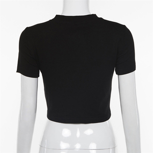 Quantité minimale de commande bas OEM Logo personnalisé Cropped Tops Tees Shirt avec strass - Product Image 4