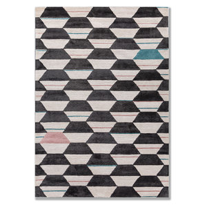 Alfombra Contour Ivory Geométrica de Lana y Viscosa Hecha a Mano para Sala de Estar, Dormitorio o Pasillo -TNQ-3243(RMR) - Product Image 1