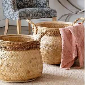 Eco-Friendly Customized Clothing Storage <b>Baskets</b> Vietnam's Natural Woven <b>Bamboo</b> <b>Baskets</b> - Product Image 2