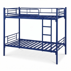 Lit superposé en métal ARSU, taille double, couleur crème, structure durable, échelle, barrières de sécurité, portes doubles ventilées verrouillables avec clé - Product Image 3